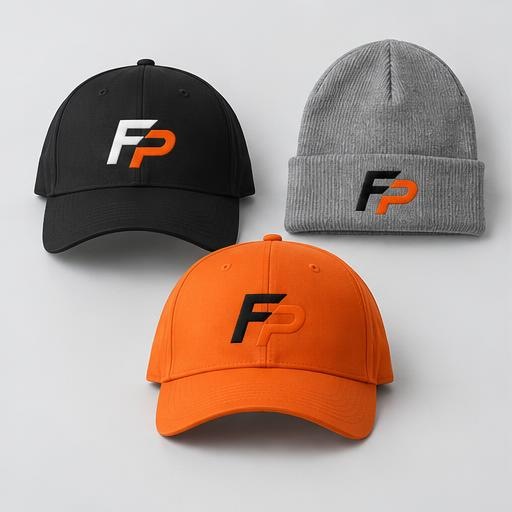 FyrePress logo concept on hats, beanies & caps