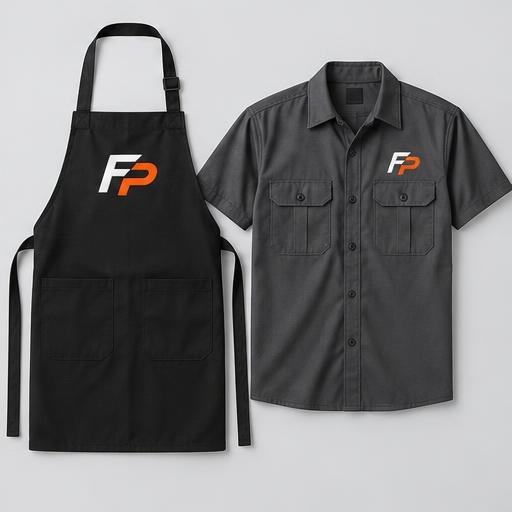 FyrePress logo concept on aprons & workwear