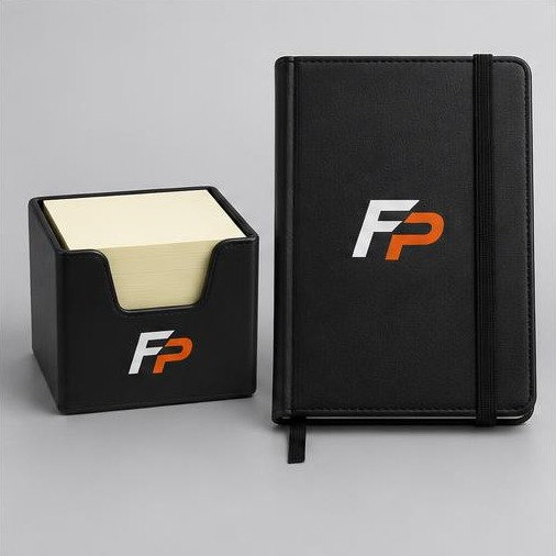 FyrePress logo concept on custom sticky note holders & planners